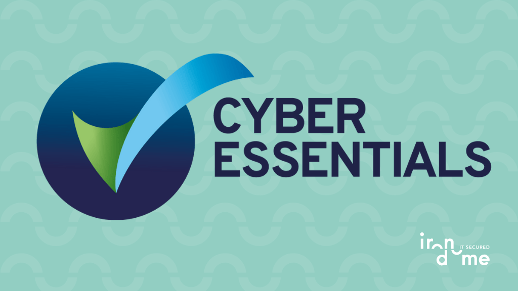 Cyber Essentials Logo on Green Background with Iron Dome logo
